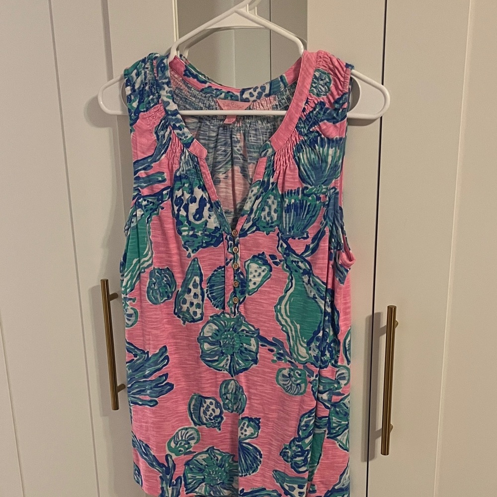 Lilly Pulitzer Pink and Blue Patterned Tank Top
